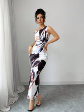 Oblique Shoulder Waist Cinched Fitted Floral Print Design Dress